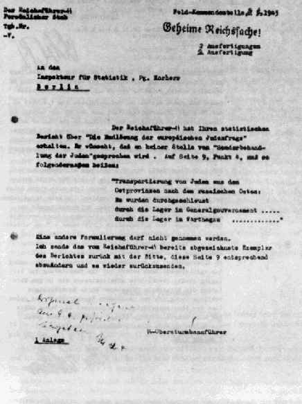 Korherr-Bericht: Anweisung Himmler